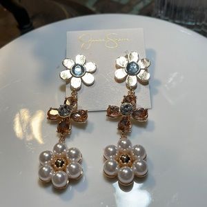 OS Gold embellished Jessica Simpson dangle earrings.